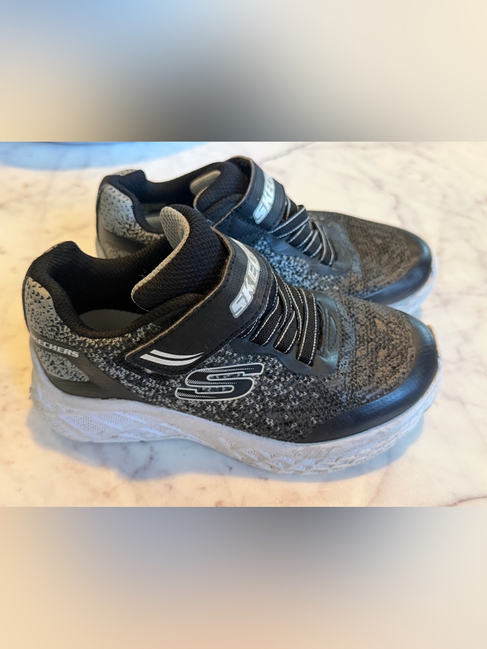 Skechers Boy’s Black & Gray Knit Slip-On Athletic Sneakers 11